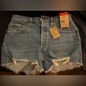 Levi’s 501 high waisted denim shorts